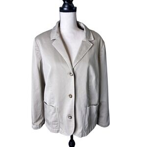 LLBean Women's Khaki Cotton Blend Blazer Jacket Size S